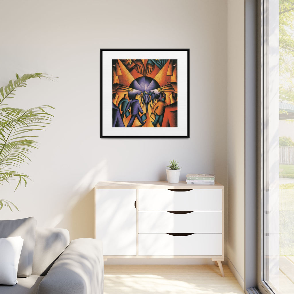 Global Village Coffeehouse Framed Canvas