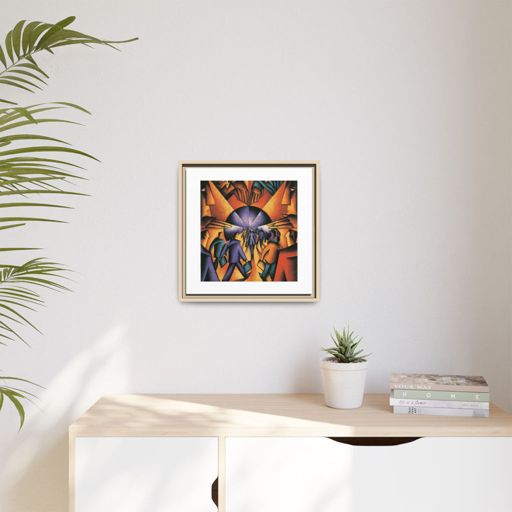 Global Village Coffeehouse Framed Canvas