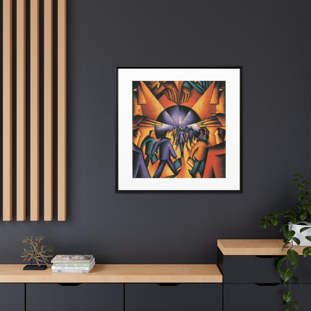 Global Village Coffeehouse Framed Canvas