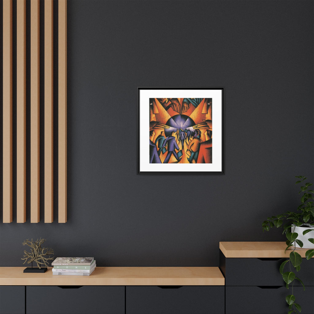 Global Village Coffeehouse Framed Canvas