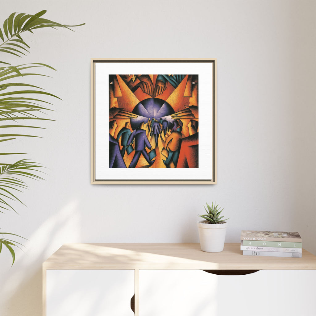 Global Village Coffeehouse Framed Canvas