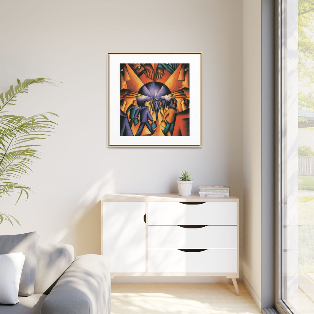 Global Village Coffeehouse Framed Canvas