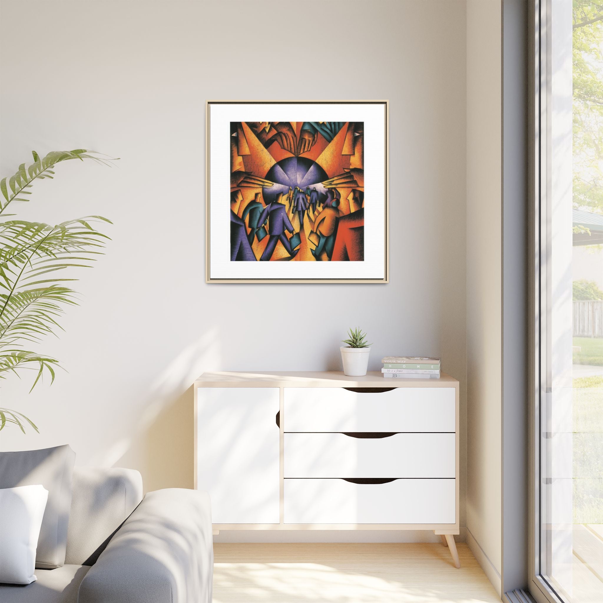 Global Village Coffeehouse Framed Canvas