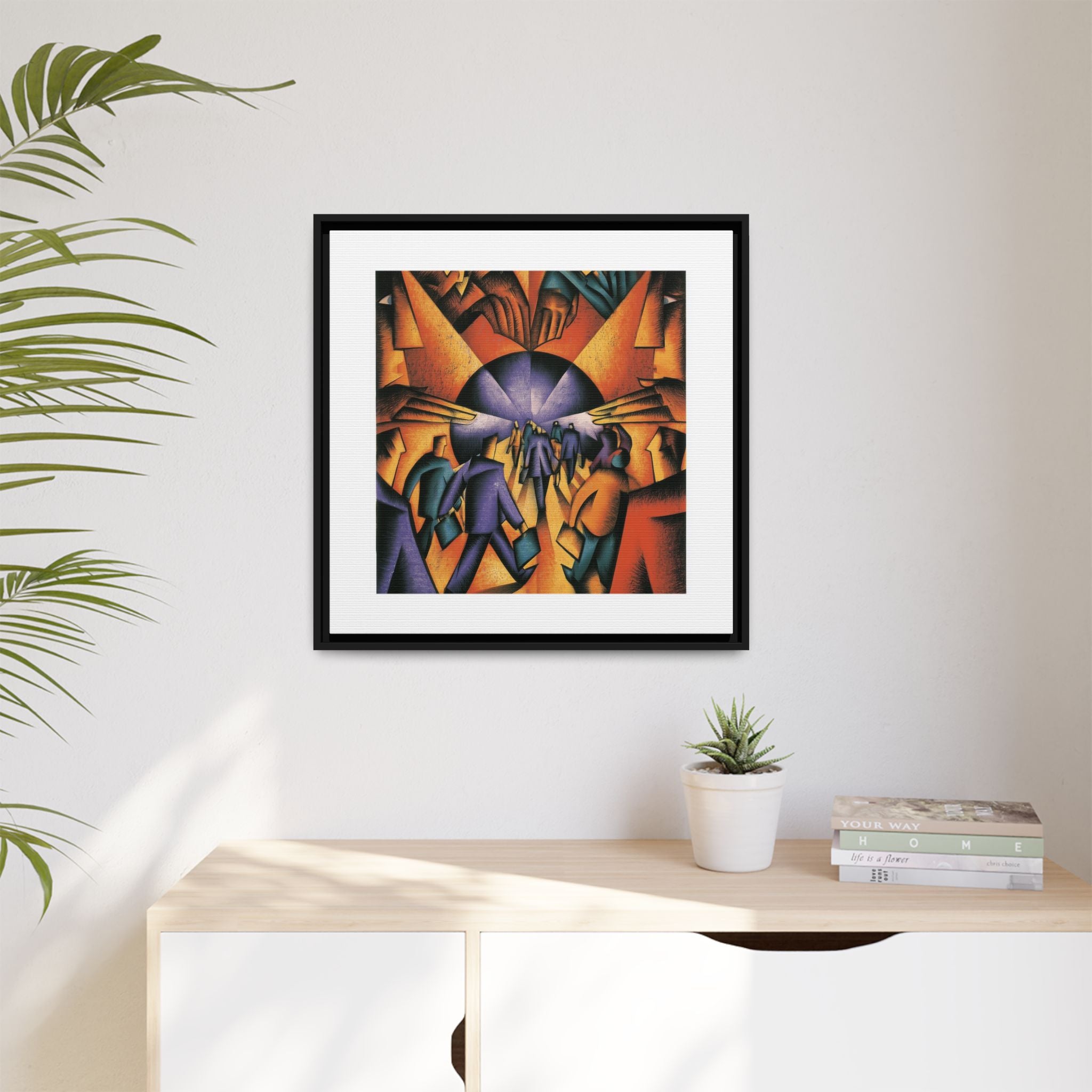 Global Village Coffeehouse Framed Canvas