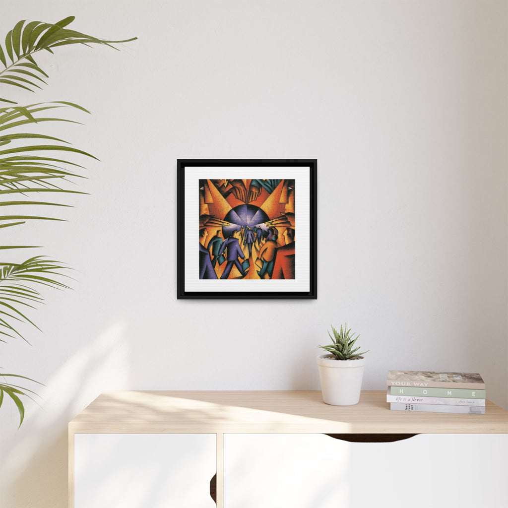 Global Village Coffeehouse Framed Canvas