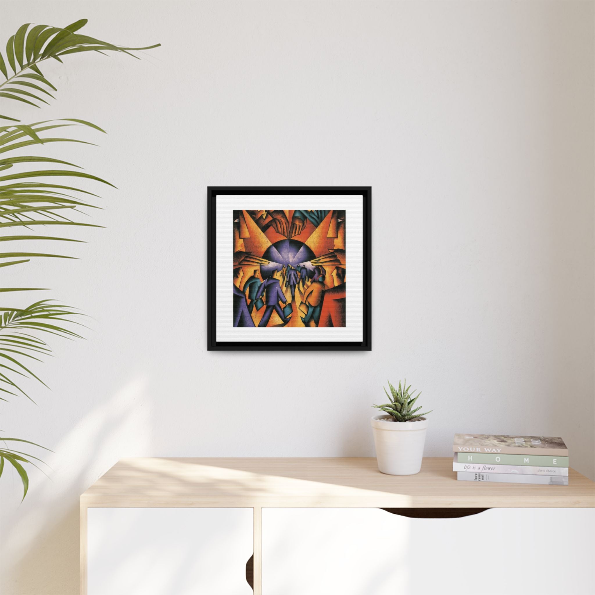 Global Village Coffeehouse Framed Canvas