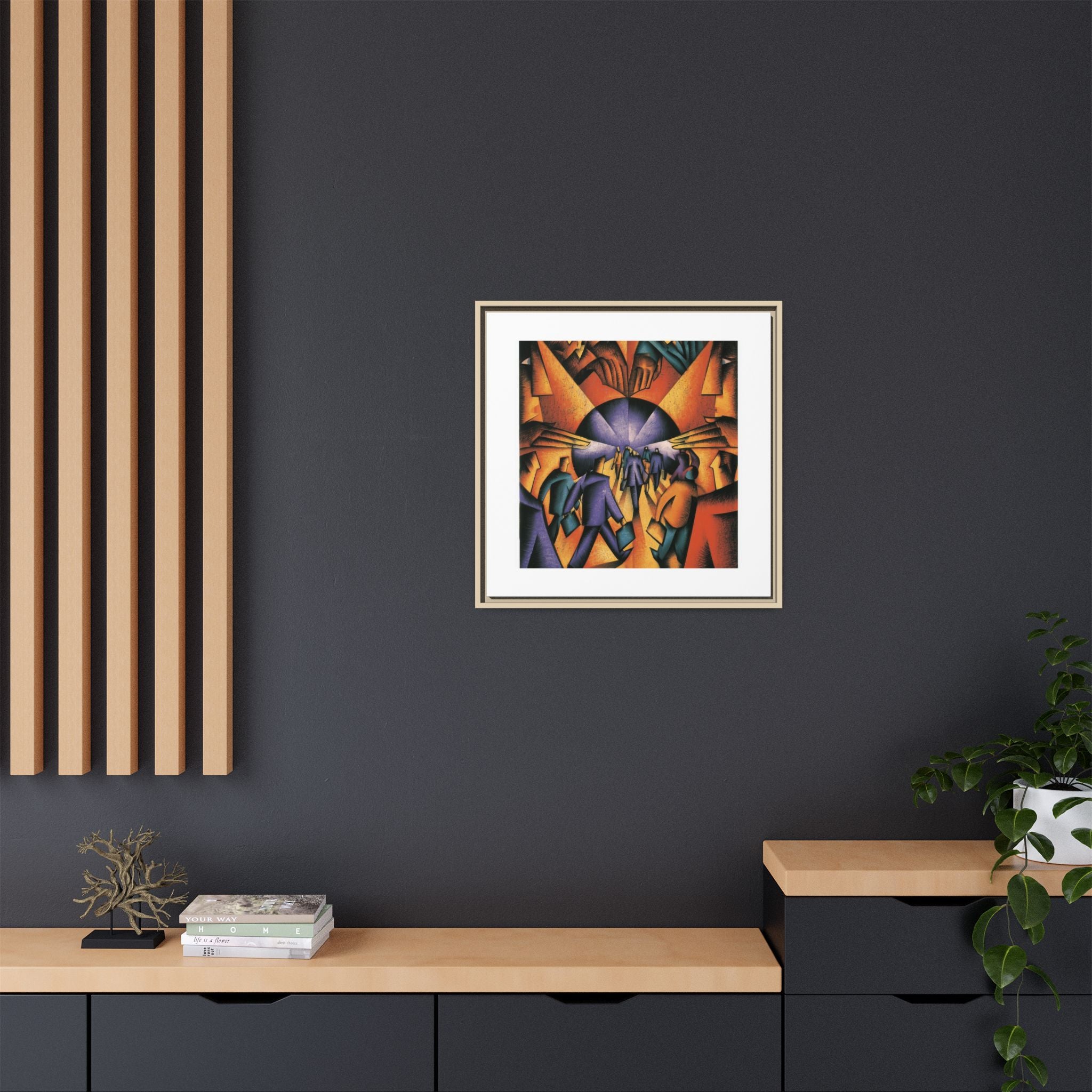 Global Village Coffeehouse Framed Canvas